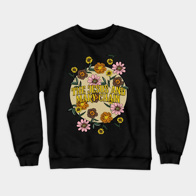 Jesus And Mary Chain Retro Floral 80s 90s Style Crewneck Sweatshirt by Ancientdistant